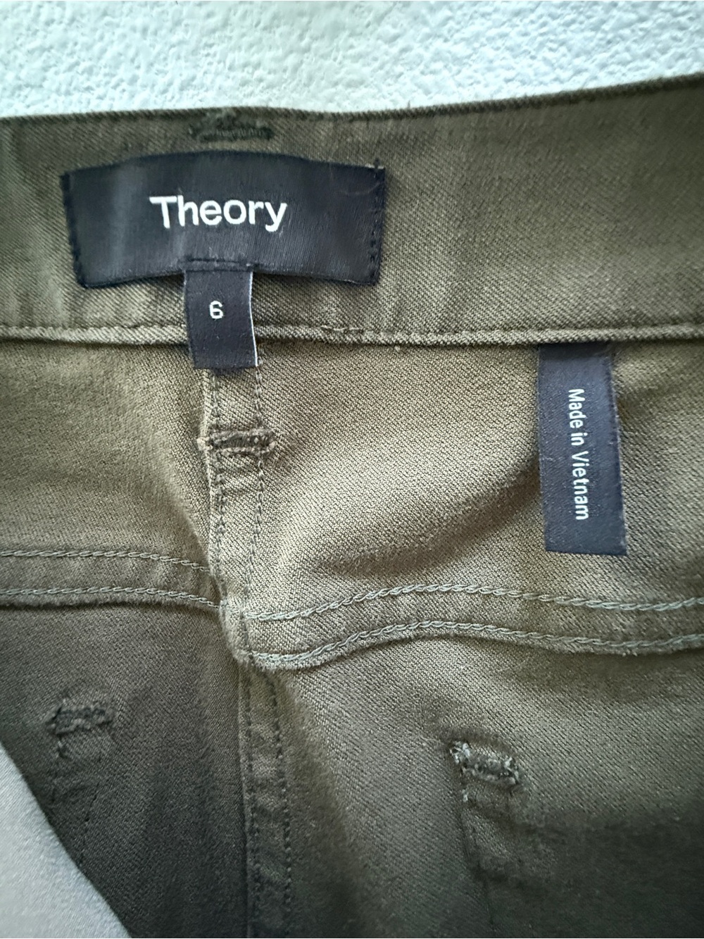 Theory Cropped Kick Flare Pants Olive Green Women’s Size 6 - Picture 8 of 11